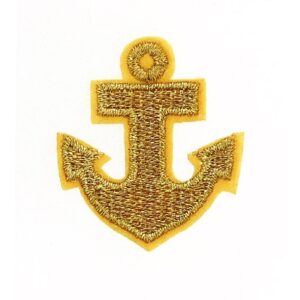 termoadesivo a forma di ancora, colore oro lurex. misure. 4, 2 x 3, 6 cm.