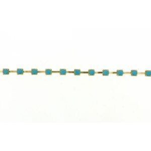 (385)catena colore grezzo con pietre ss29 colore azzurro fluo.